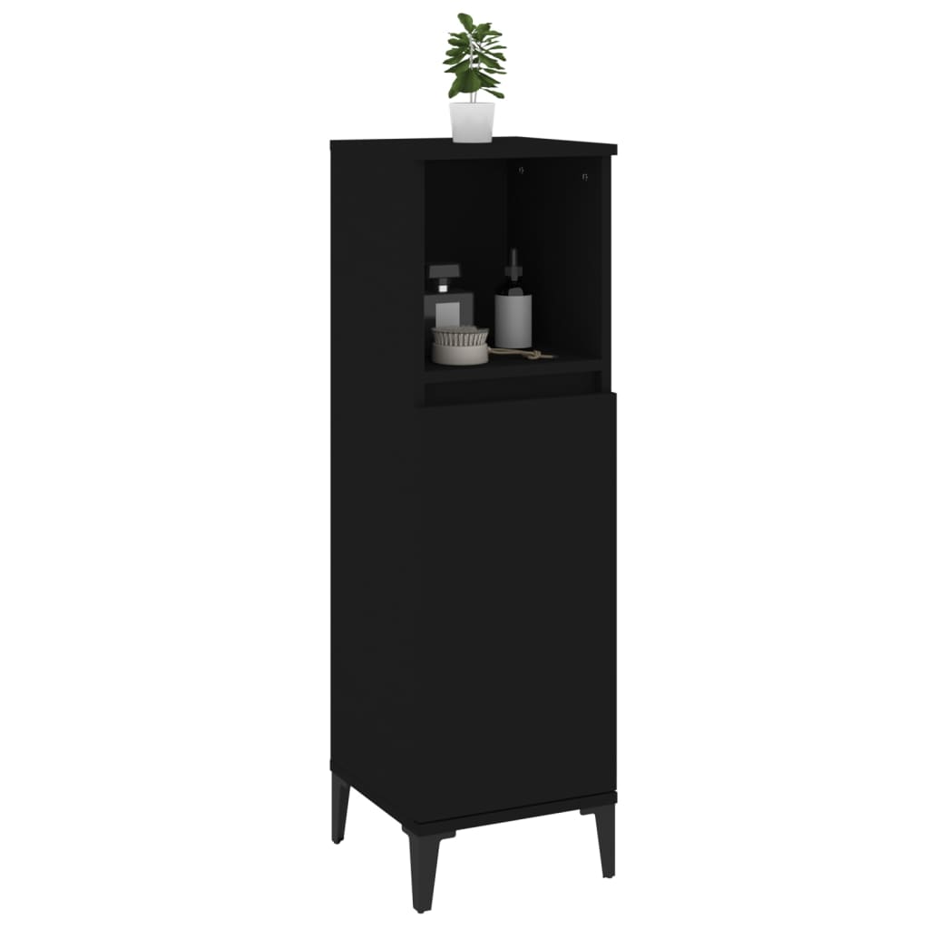 Bathroom cabinet, black, 30x30x100 cm, processed wood
