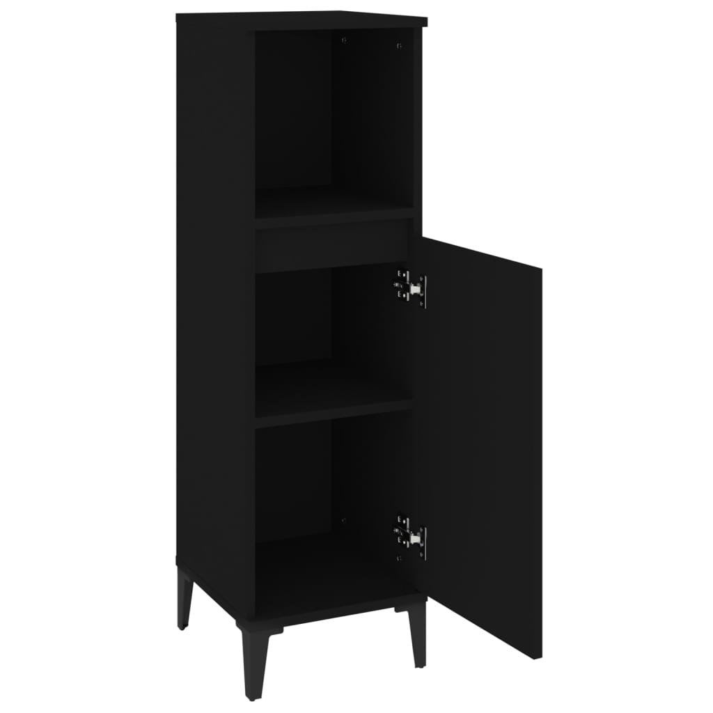 Bathroom cabinet, black, 30x30x100 cm, processed wood