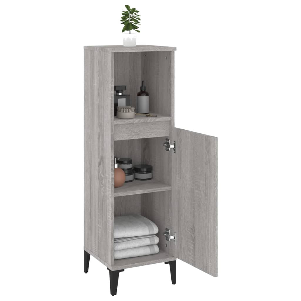 Bathroom cabinet, sonoma grey, 30x30x100 cm, processed wood