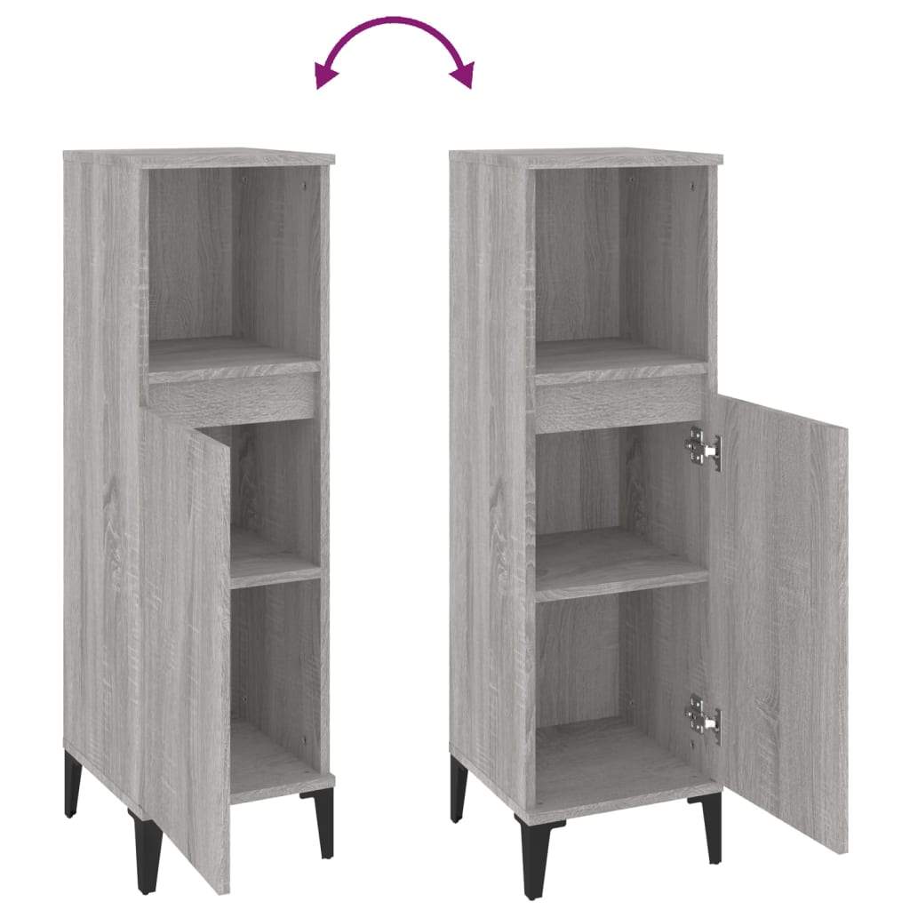 Bathroom cabinet, sonoma grey, 30x30x100 cm, processed wood