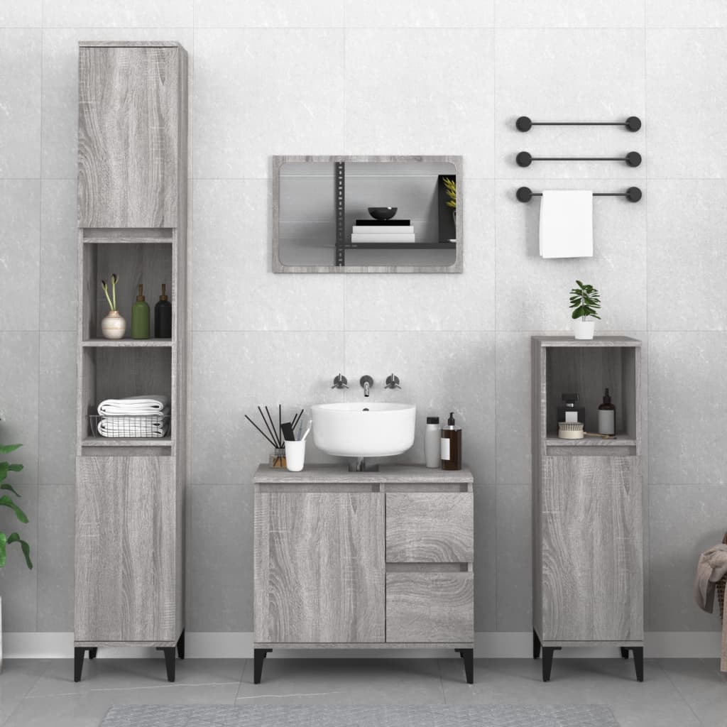 Bathroom cabinet, sonoma grey, 30x30x100 cm, processed wood