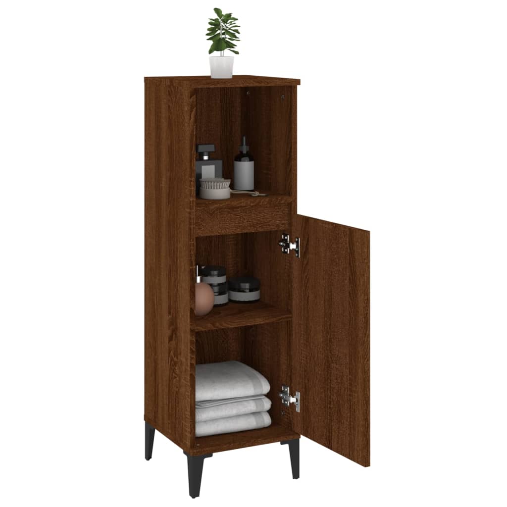 Bathroom cabinet, brown oak, 30x30x100 cm, processed wood
