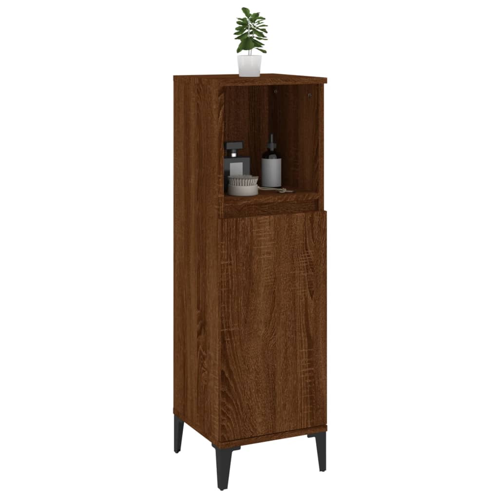 Bathroom cabinet, brown oak, 30x30x100 cm, processed wood