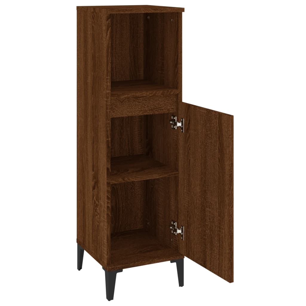 Bathroom cabinet, brown oak, 30x30x100 cm, processed wood