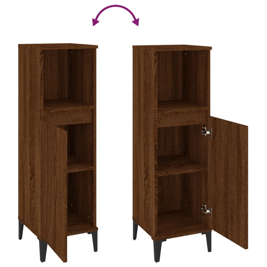 Bathroom cabinet, brown oak, 30x30x100 cm, processed wood
