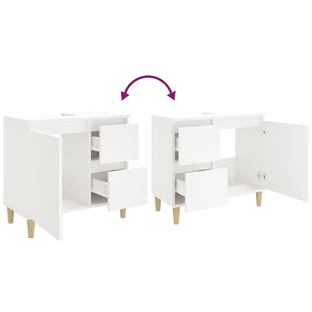 Bathroom cabinet, white, 65x33x60 cm, processed wood
