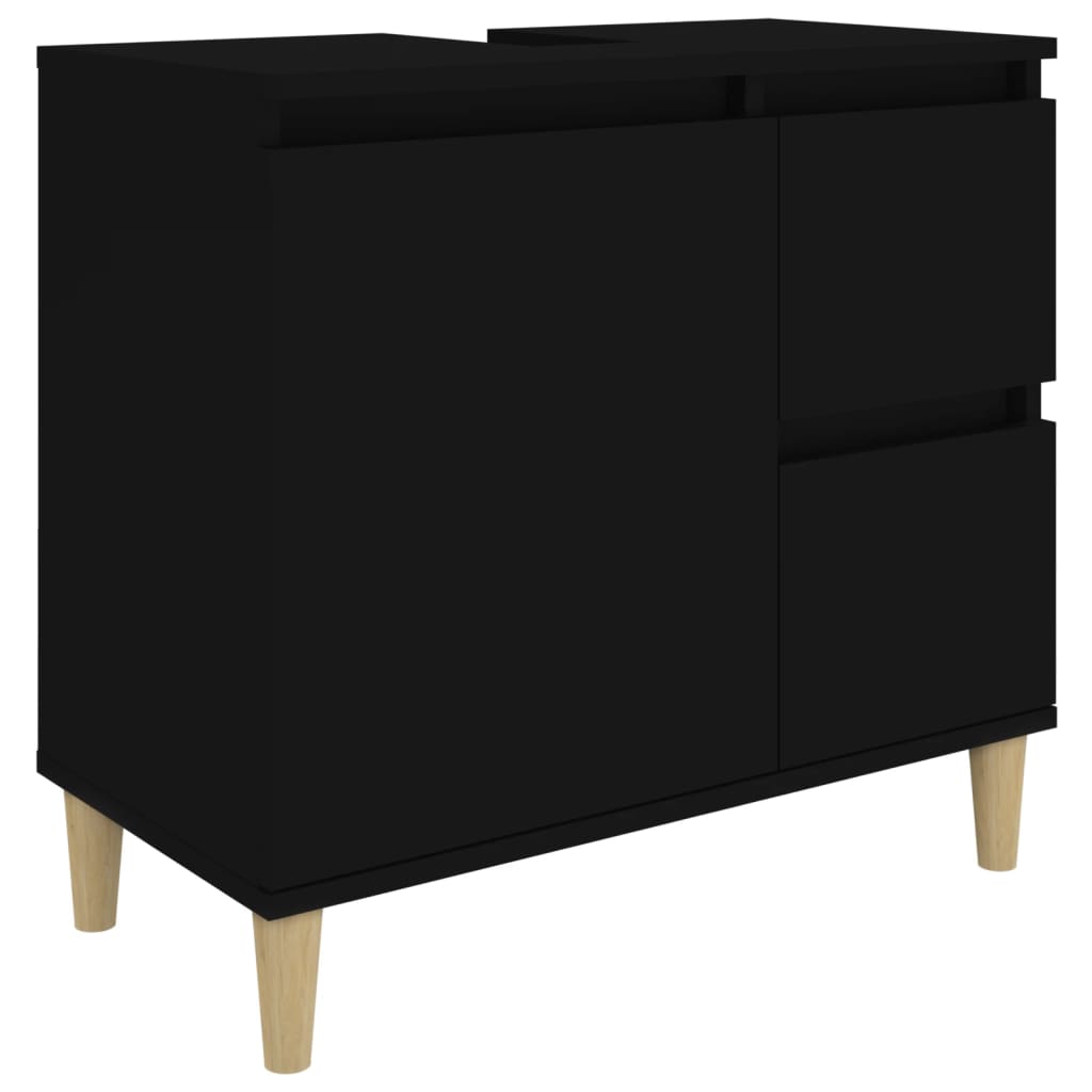 Bathroom cabinet, black, 65x33x60 cm, processed wood