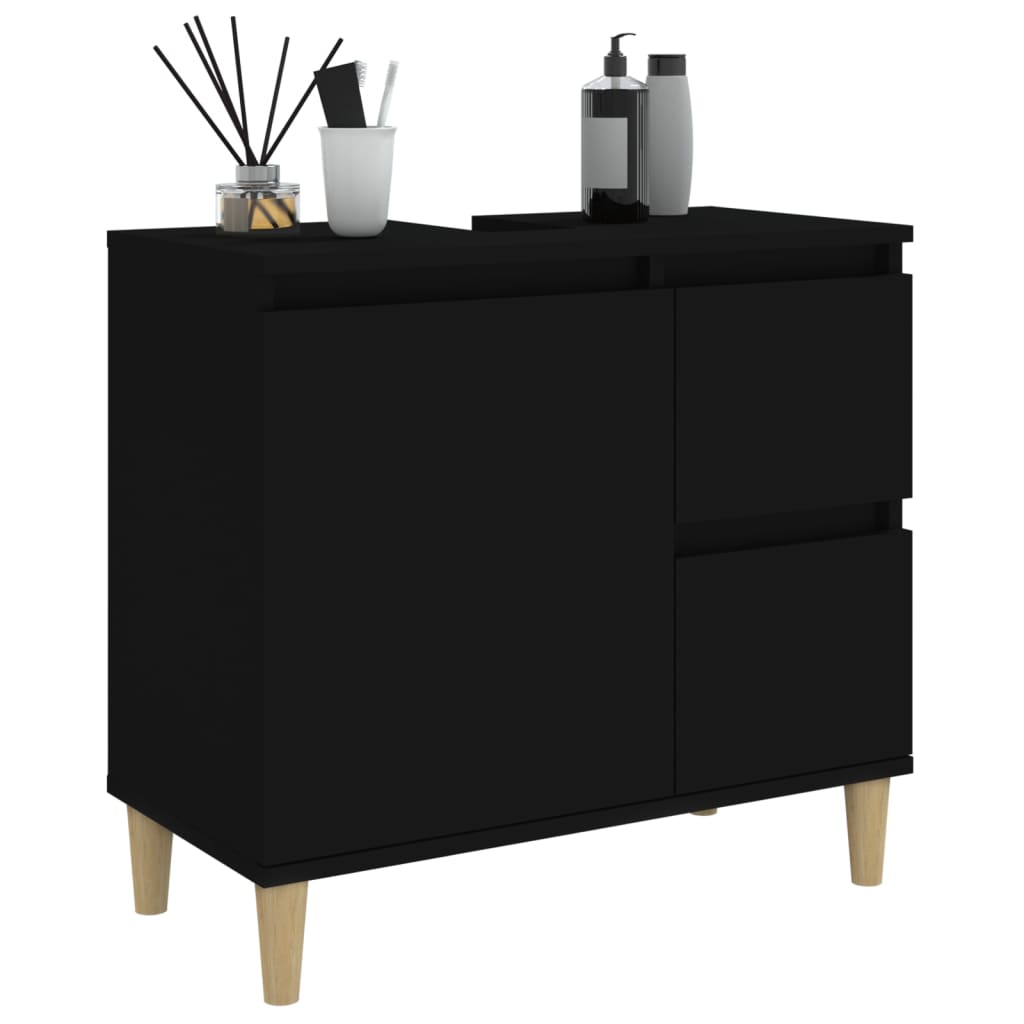 Bathroom cabinet, black, 65x33x60 cm, processed wood