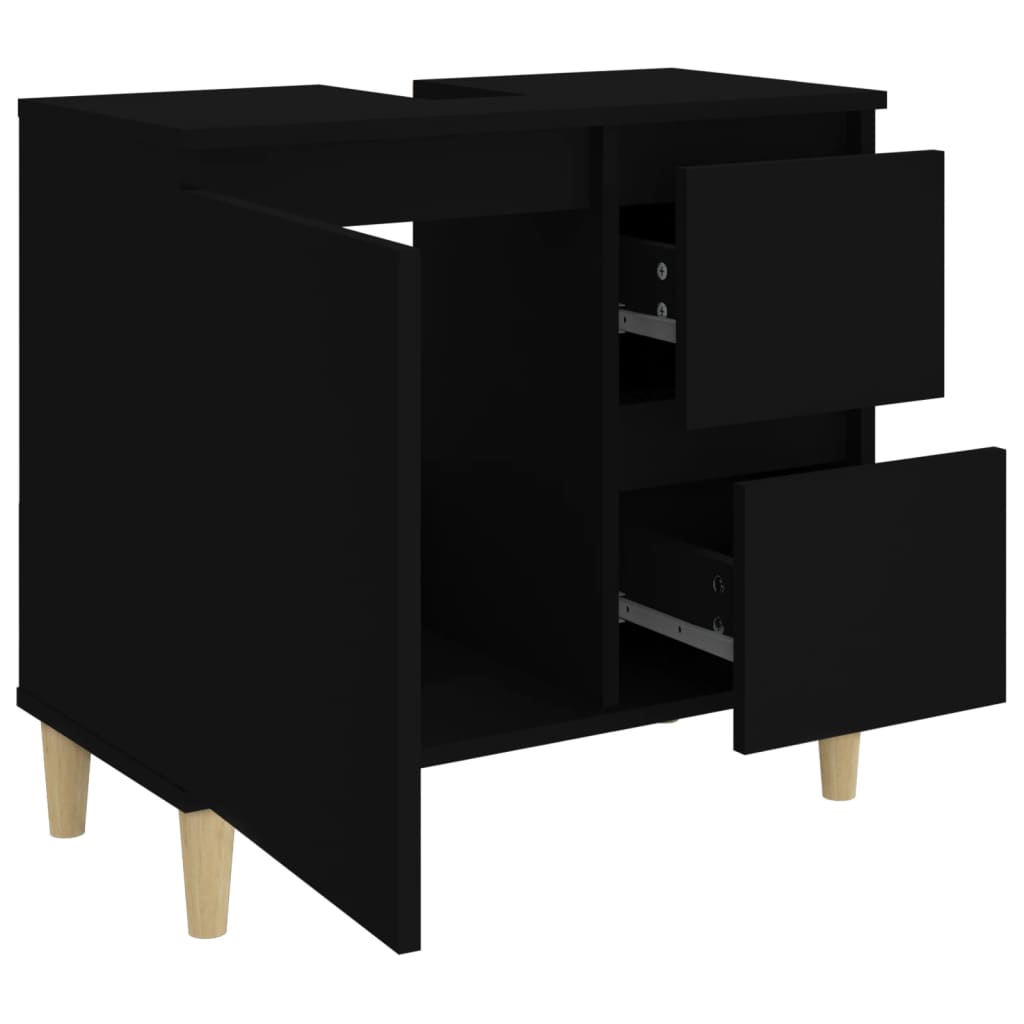 Bathroom cabinet, black, 65x33x60 cm, processed wood