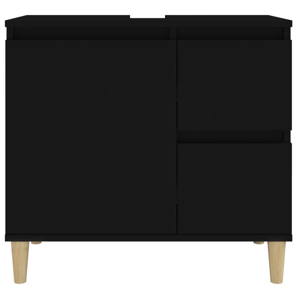 Bathroom cabinet, black, 65x33x60 cm, processed wood