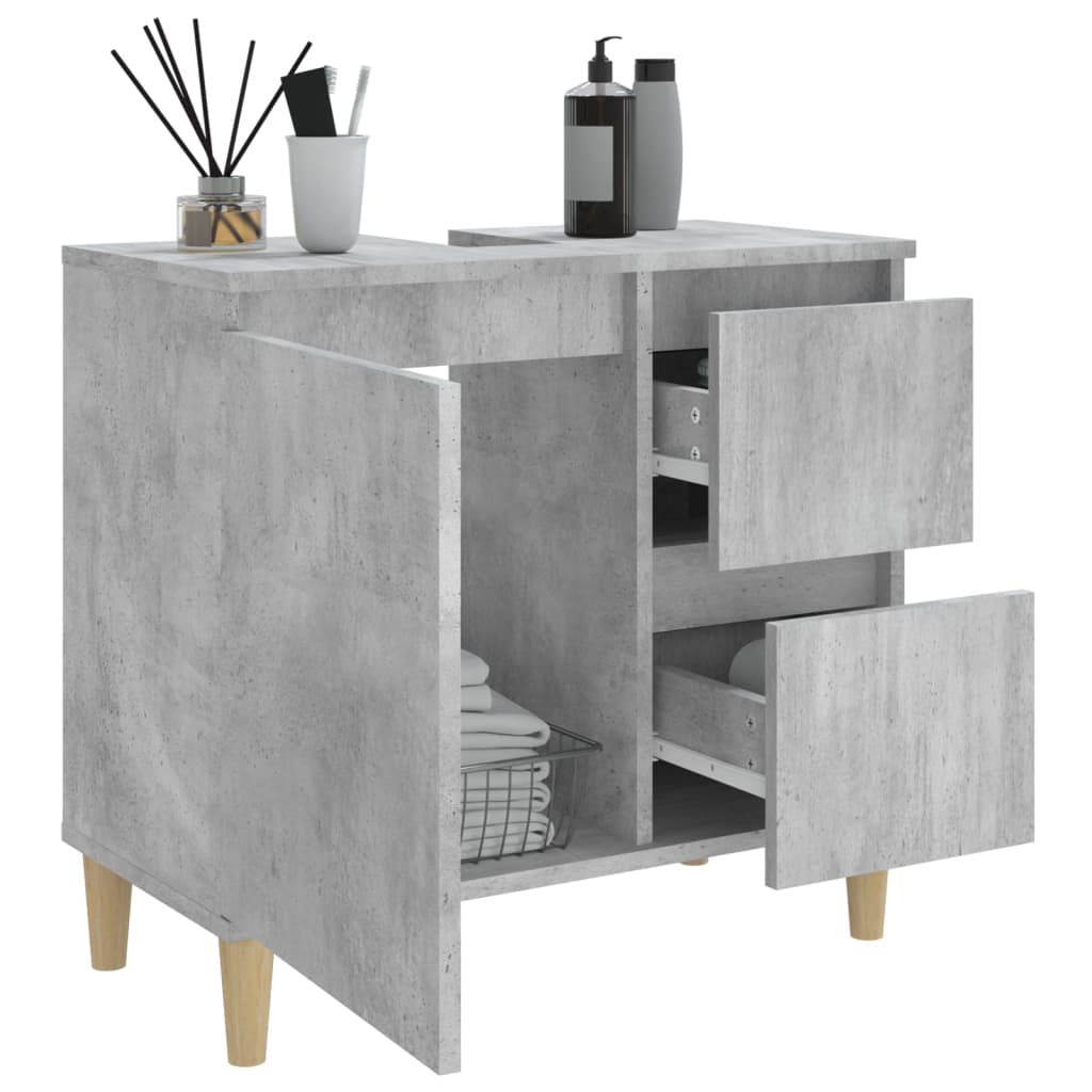 Bathroom cabinet, concrete gray, 65x33x60 cm, processed wood