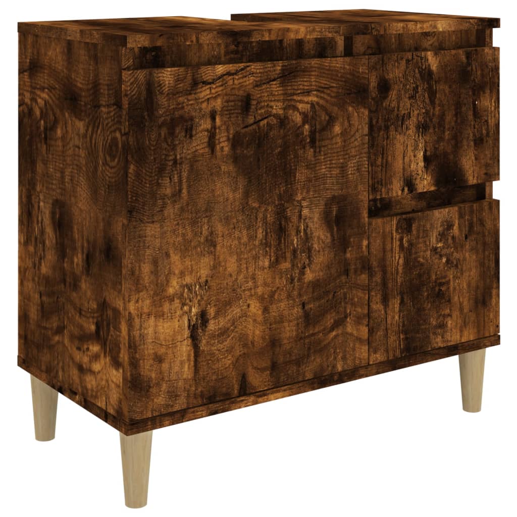 Bathroom cabinet, smoked oak, 65x33x60 cm, processed wood