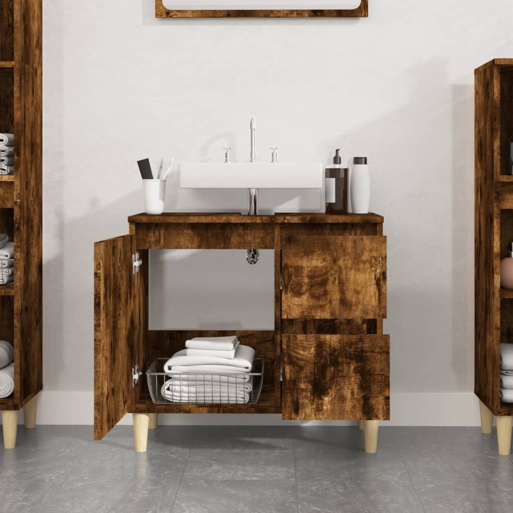 Bathroom cabinet, smoked oak, 65x33x60 cm, processed wood