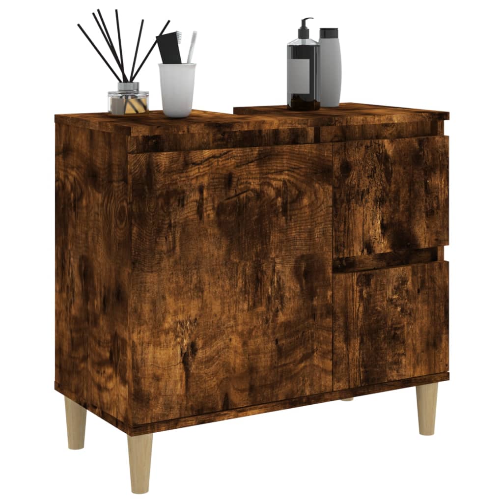 Bathroom cabinet, smoked oak, 65x33x60 cm, processed wood