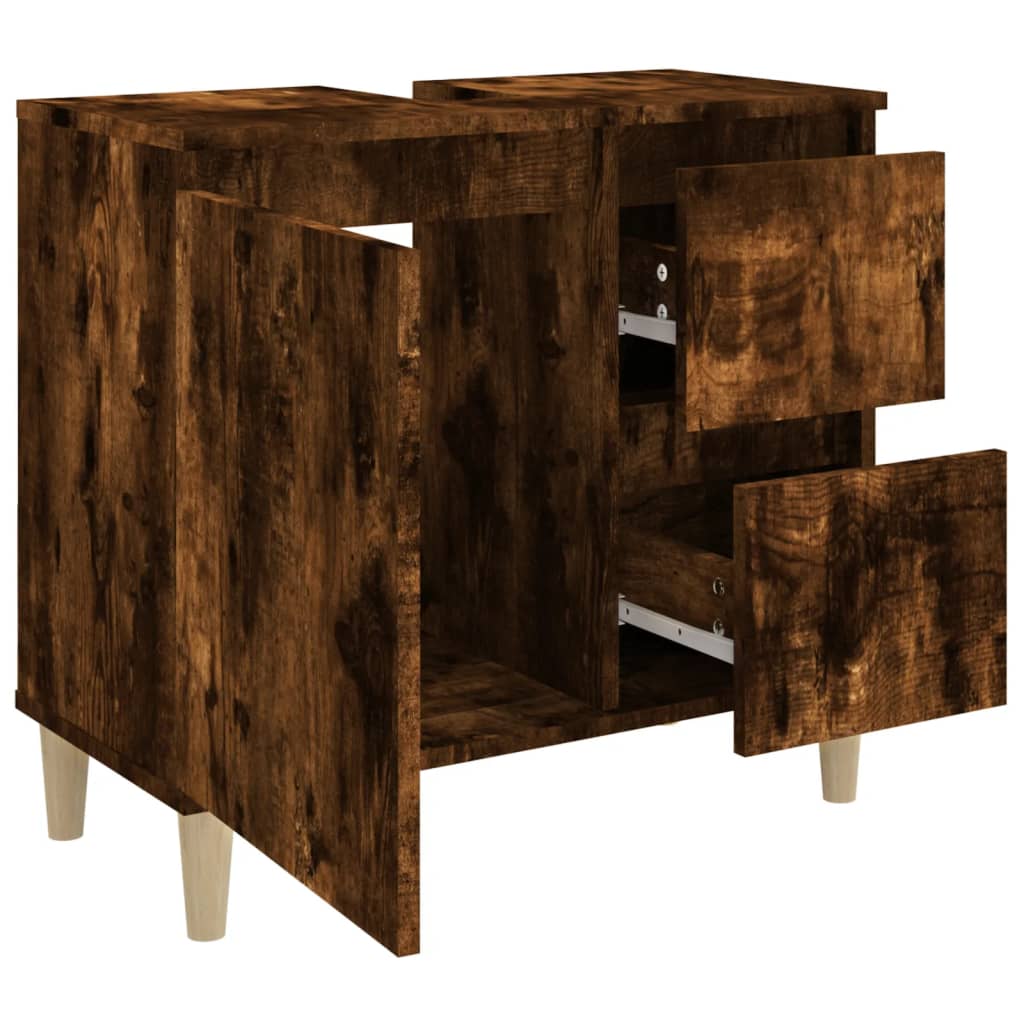 Bathroom cabinet, smoked oak, 65x33x60 cm, processed wood