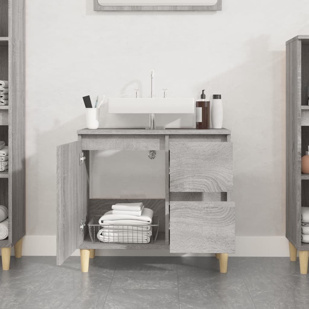 Bathroom cabinet, sonoma grey, 65x33x60 cm, processed wood