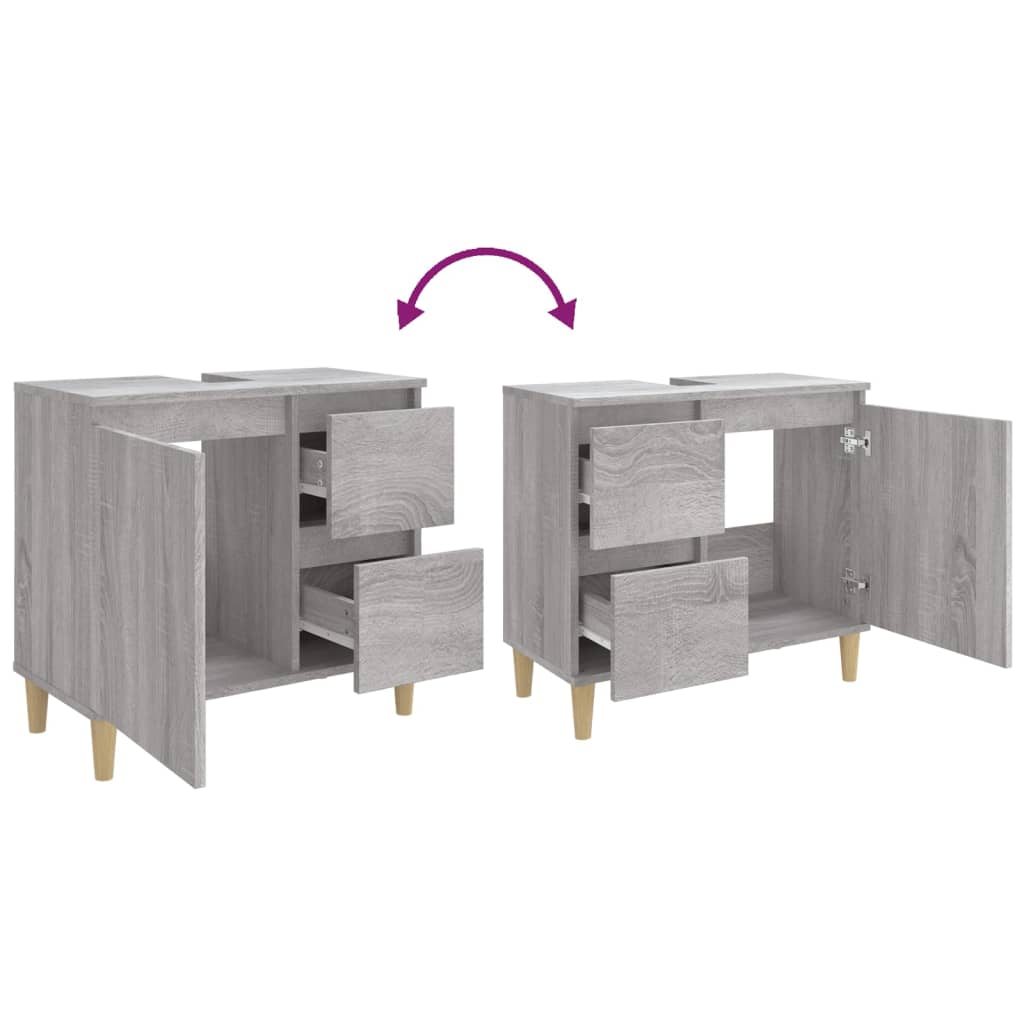 Bathroom cabinet, sonoma grey, 65x33x60 cm, processed wood