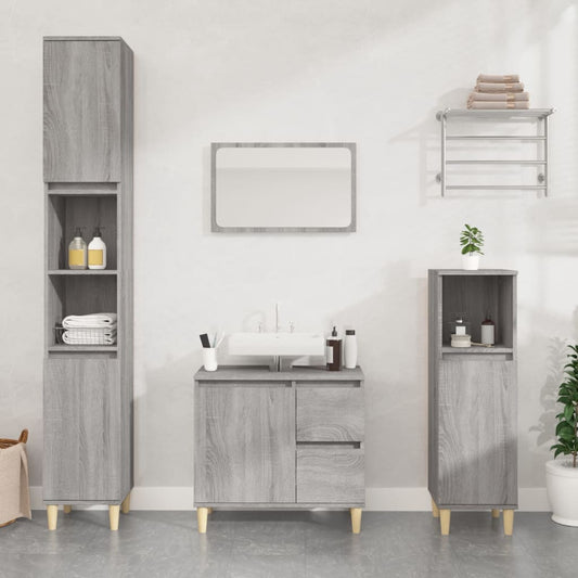 Bathroom cabinet, sonoma grey, 65x33x60 cm, processed wood