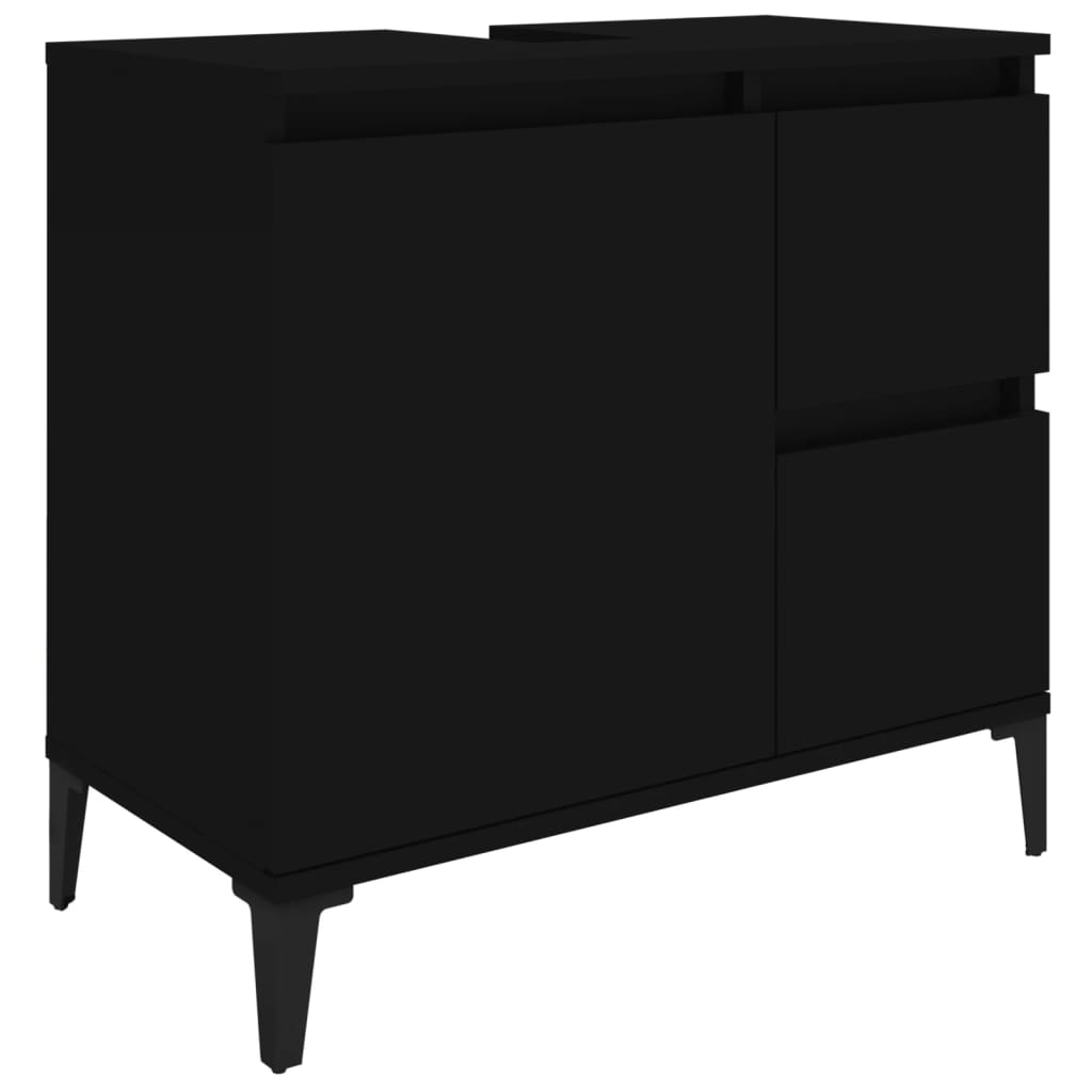 Bathroom cabinet, black, 65x33x60 cm, processed wood