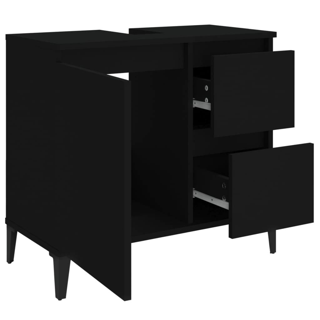 Bathroom cabinet, black, 65x33x60 cm, processed wood
