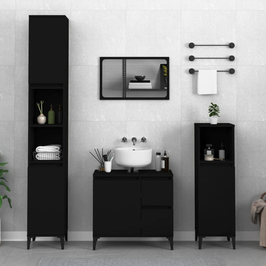 Bathroom cabinet, black, 65x33x60 cm, processed wood