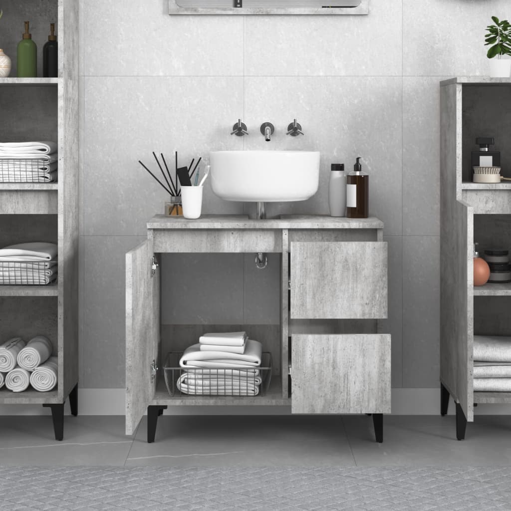 Bathroom cabinet, concrete gray, 65x33x60 cm, processed wood