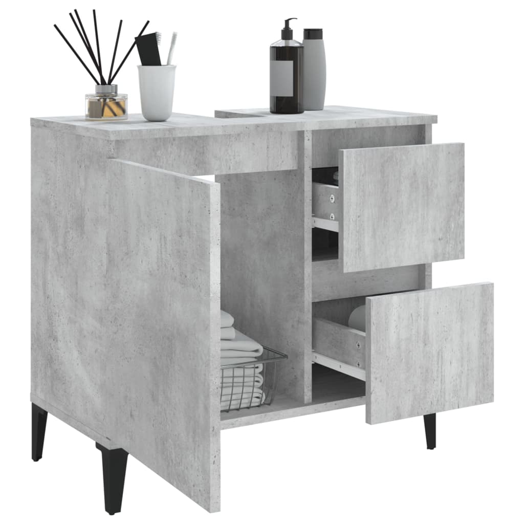 Bathroom cabinet, concrete gray, 65x33x60 cm, processed wood
