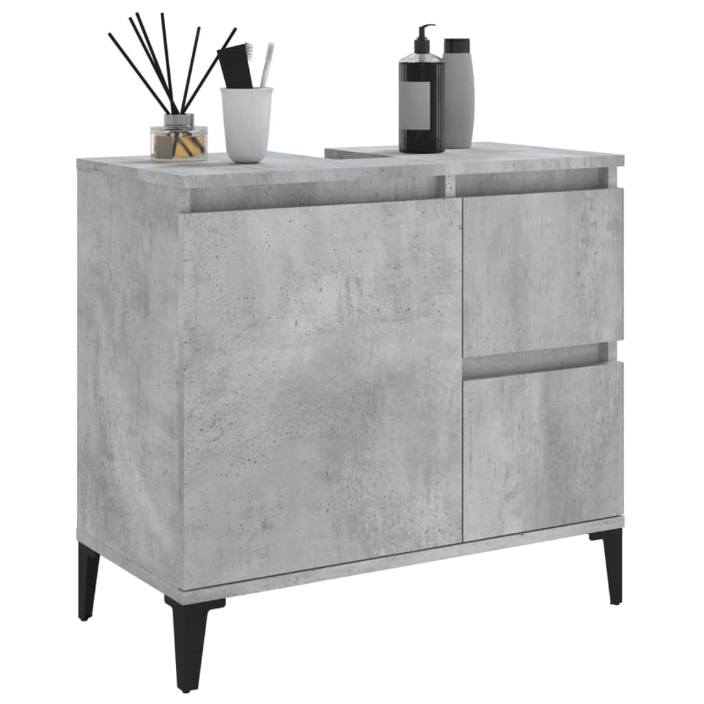 Bathroom cabinet, concrete gray, 65x33x60 cm, processed wood