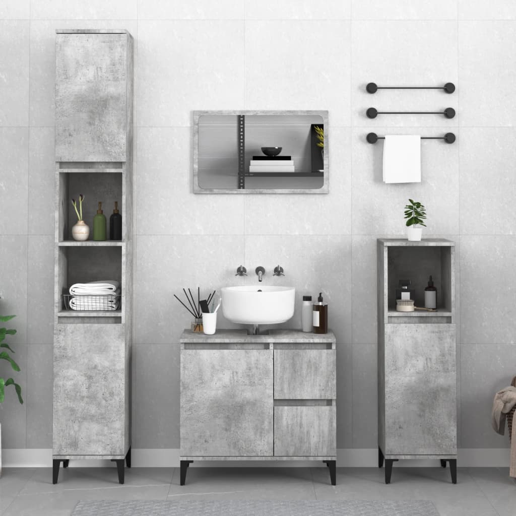 Bathroom cabinet, concrete gray, 65x33x60 cm, processed wood