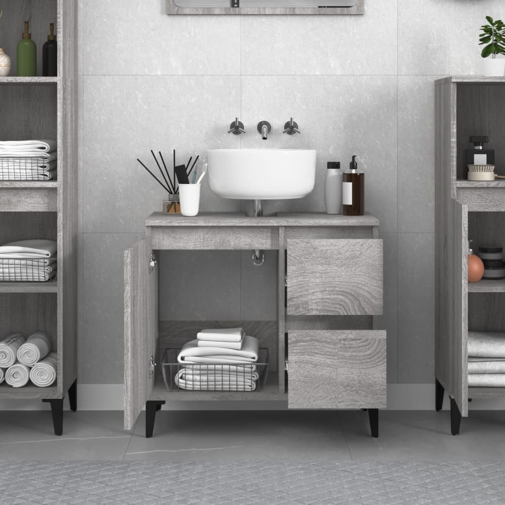 Bathroom cabinet, sonoma grey, 65x33x60 cm, processed wood
