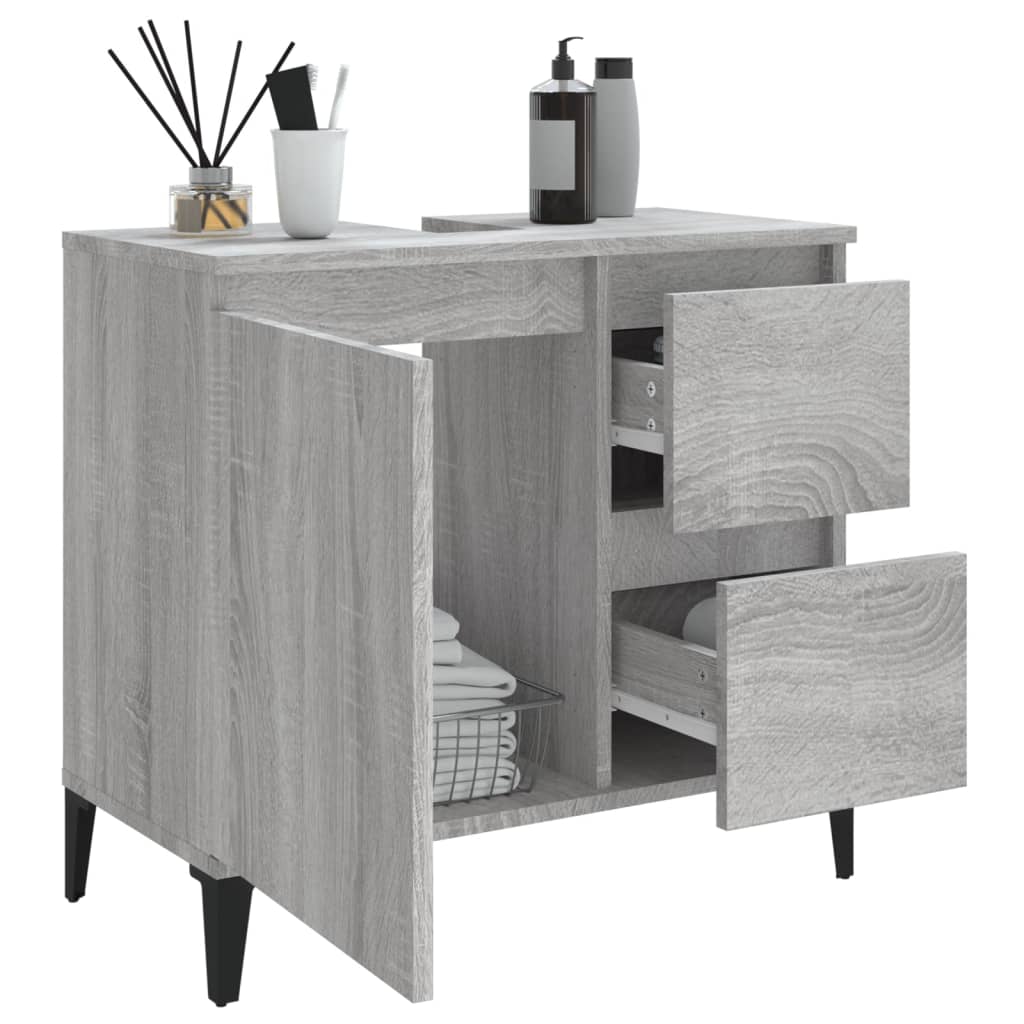 Bathroom cabinet, sonoma grey, 65x33x60 cm, processed wood