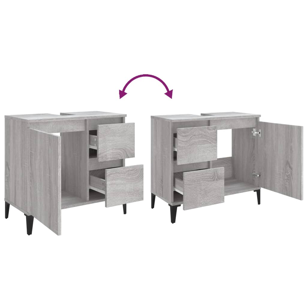 Bathroom cabinet, sonoma grey, 65x33x60 cm, processed wood