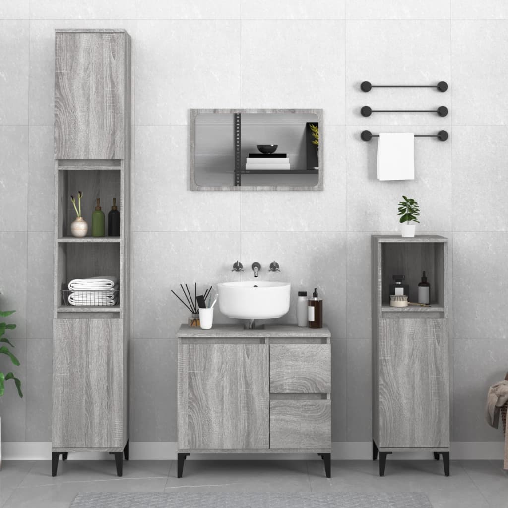 Bathroom cabinet, sonoma grey, 65x33x60 cm, processed wood