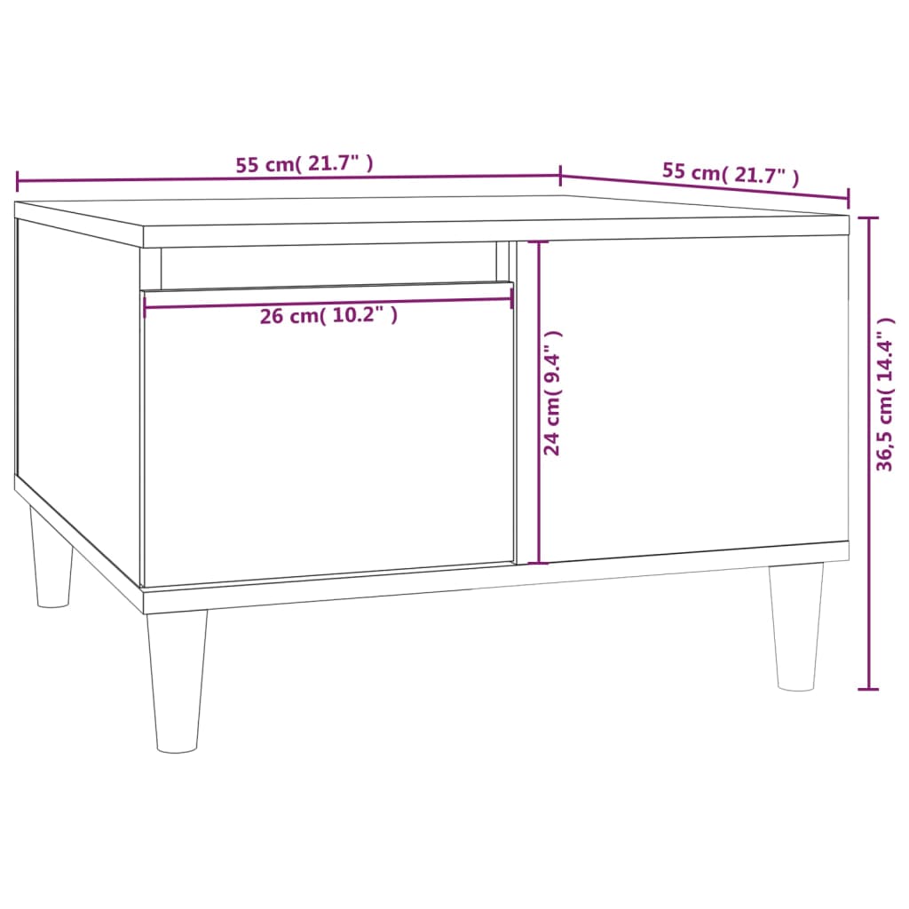 Coffee table, smoked oak, 55x55x36.5 cm, processed wood