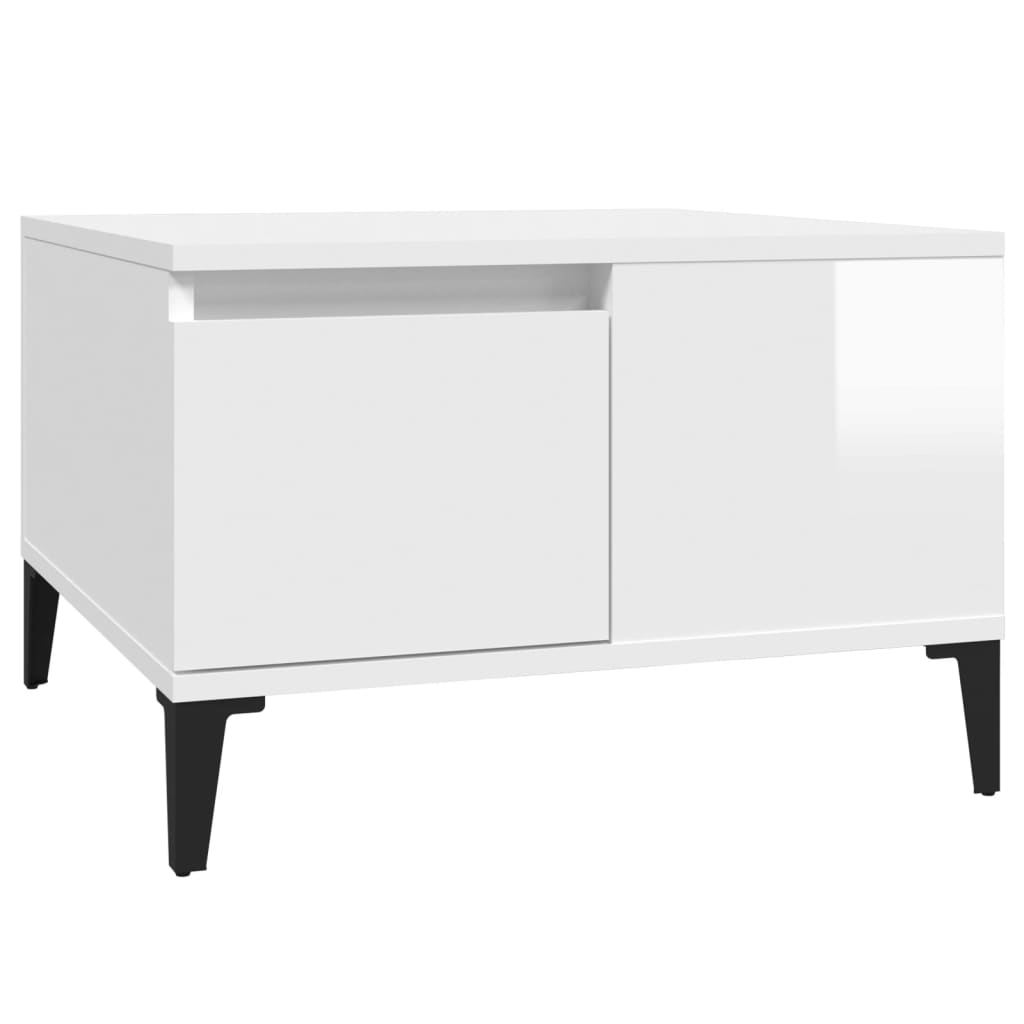 Coffee table, glossy white, 55x55x36.5 cm, processed wood