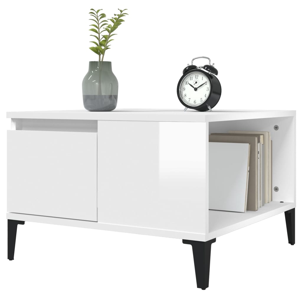 Coffee table, glossy white, 55x55x36.5 cm, processed wood
