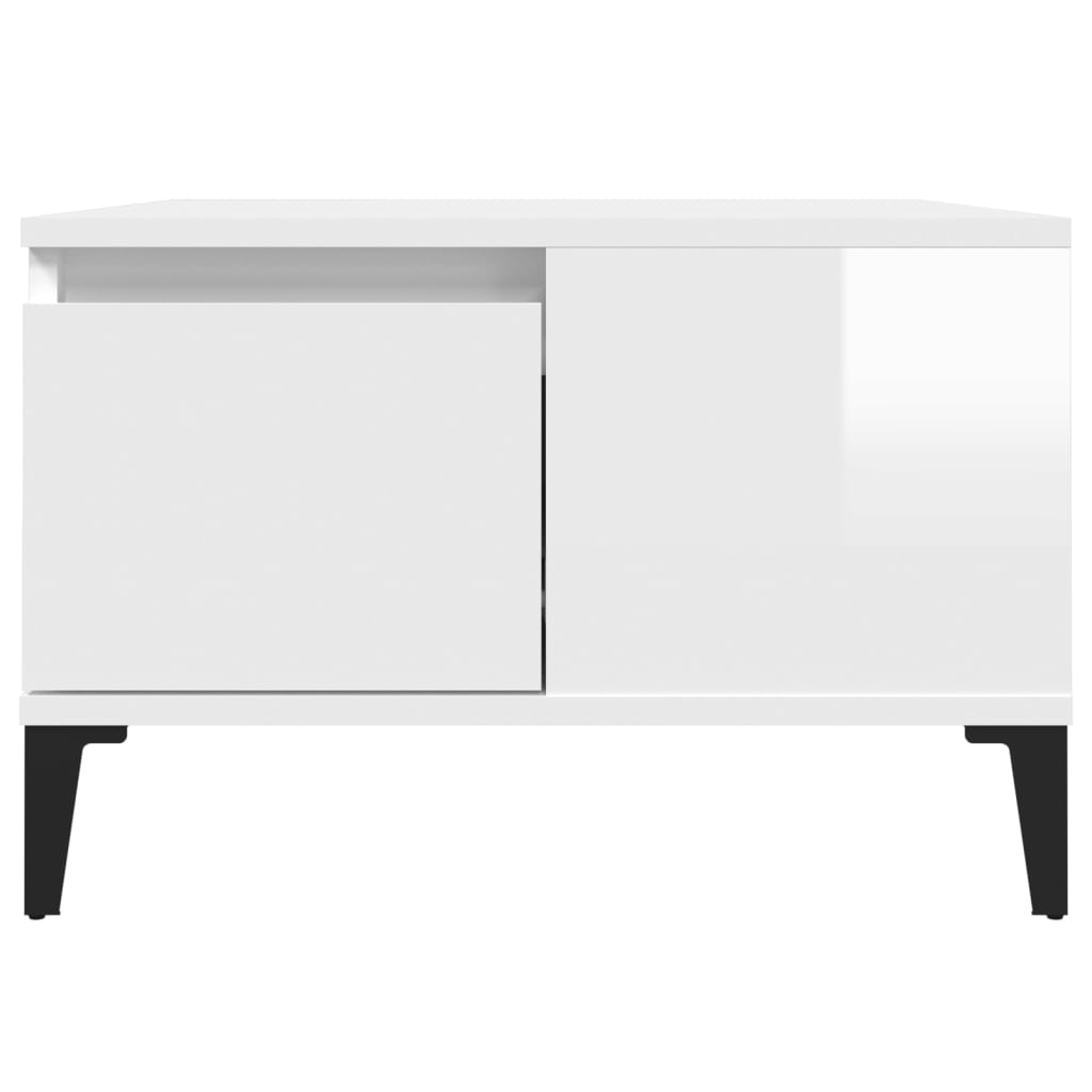 Coffee table, glossy white, 55x55x36.5 cm, processed wood