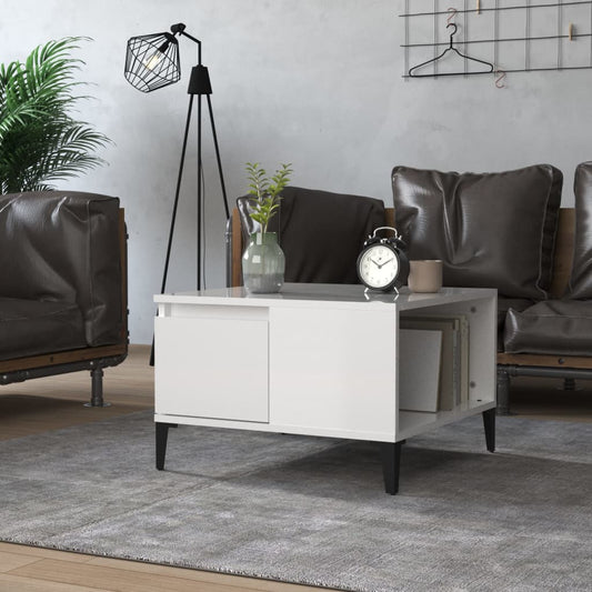 Coffee table, glossy white, 55x55x36.5 cm, processed wood