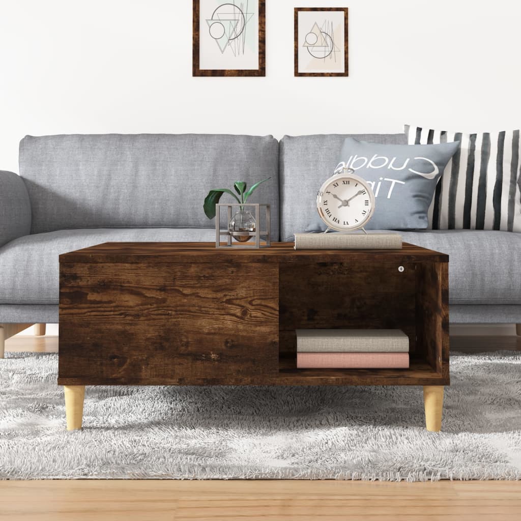 Coffee table, smoked oak, 80x80x36.5 cm, processed wood