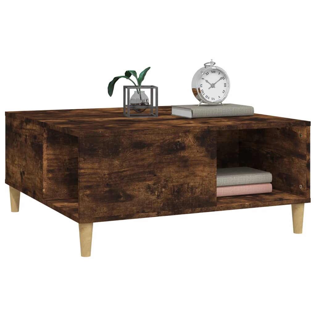 Coffee table, smoked oak, 80x80x36.5 cm, processed wood