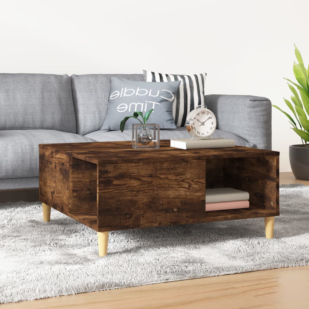 Coffee table, smoked oak, 80x80x36.5 cm, processed wood
