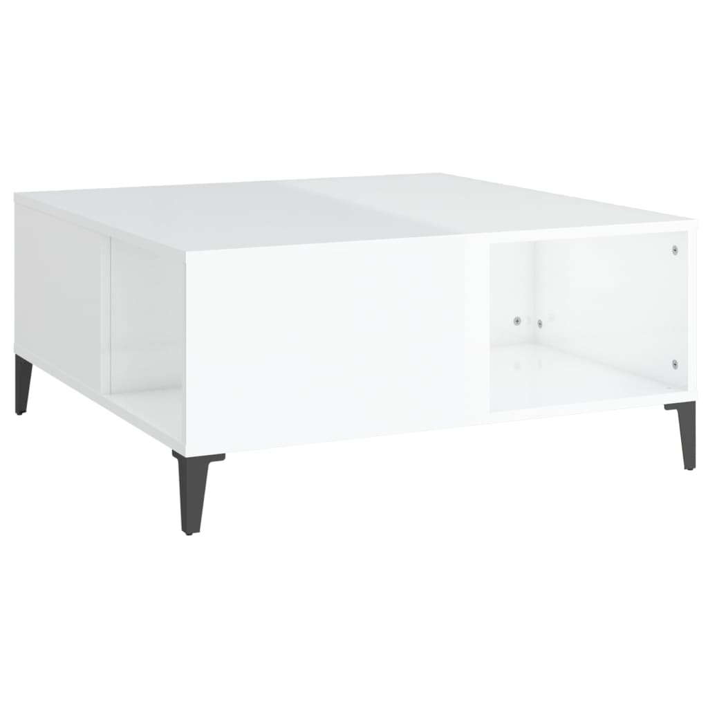 Coffee table, glossy white, 80x80x36.5 cm, processed wood