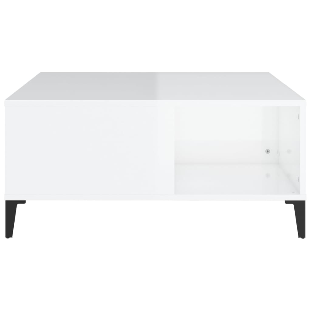 Coffee table, glossy white, 80x80x36.5 cm, processed wood