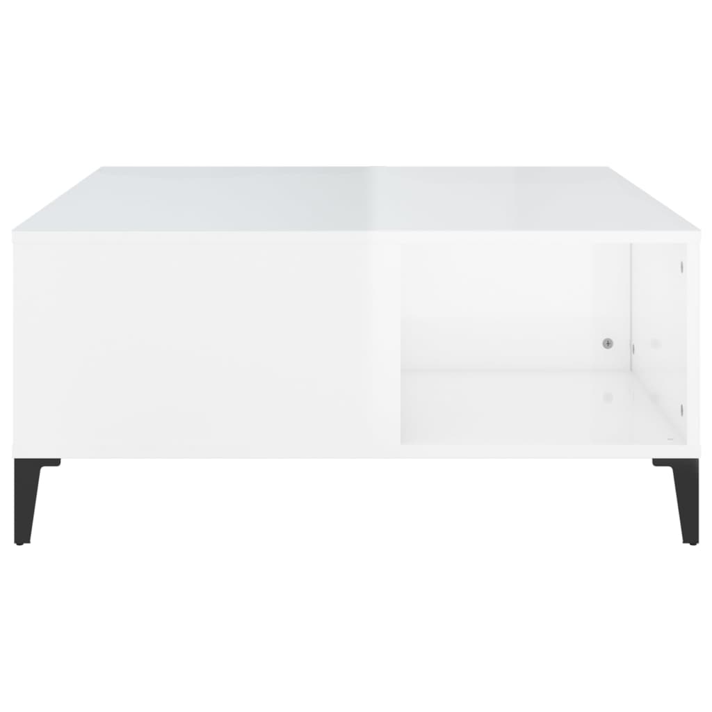 Coffee table, glossy white, 80x80x36.5 cm, processed wood