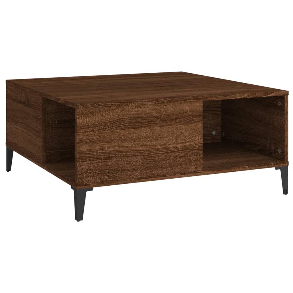 Coffee table, brown oak, 80x80x36.5 cm, processed wood