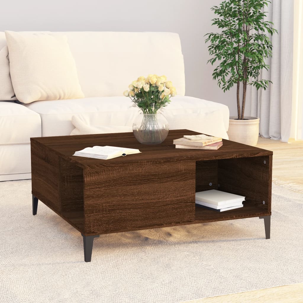 Coffee table, brown oak, 80x80x36.5 cm, processed wood