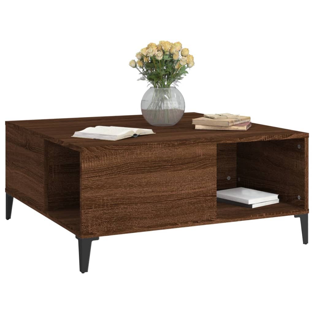Coffee table, brown oak, 80x80x36.5 cm, processed wood