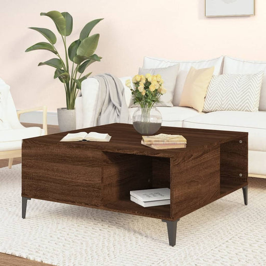 Coffee table, brown oak, 80x80x36.5 cm, processed wood