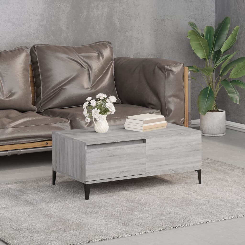 Coffee table, sonoma grey, 90x50x36.5 cm, processed wood