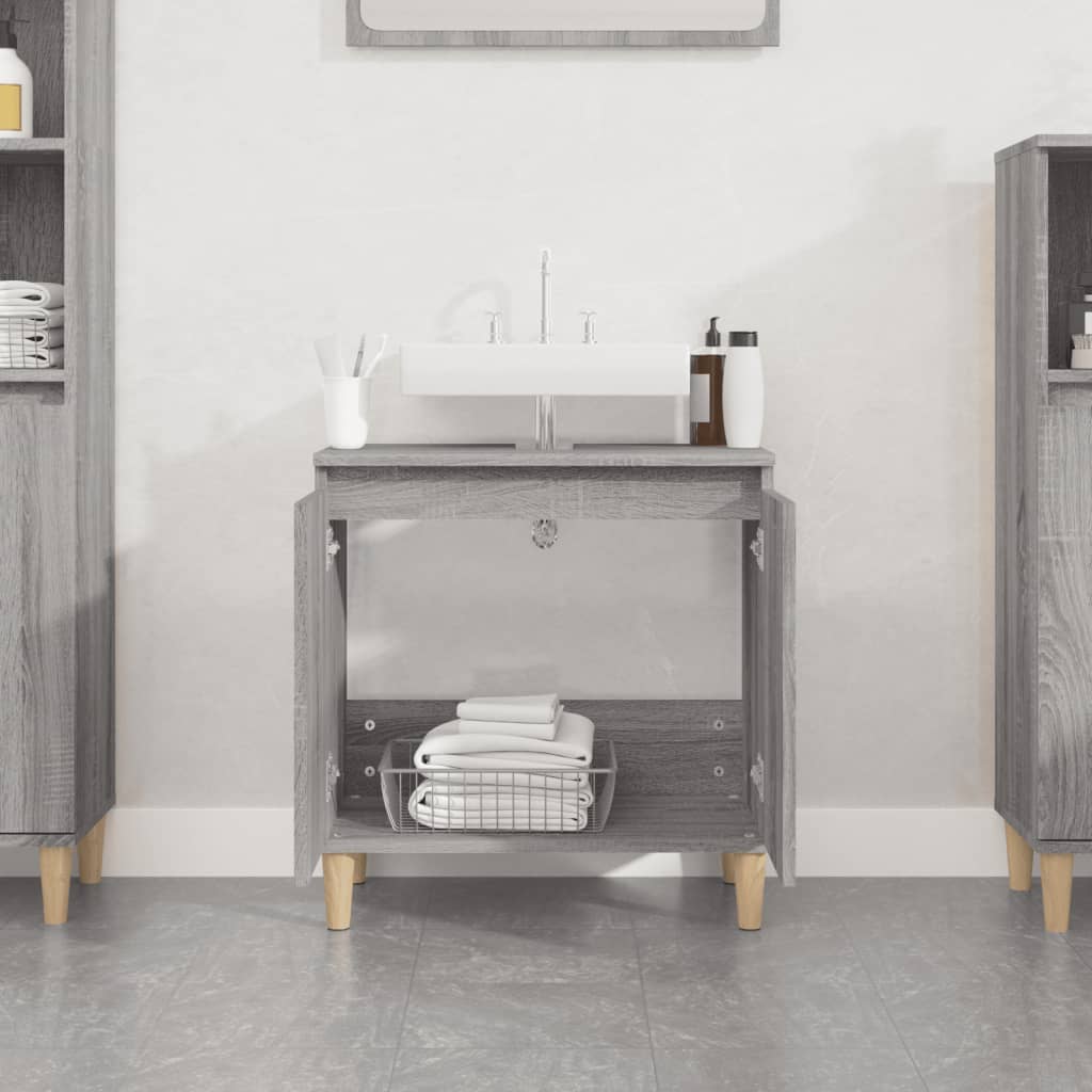 Sink cabinet, sonoma grey, 58x33x60 cm, processed wood